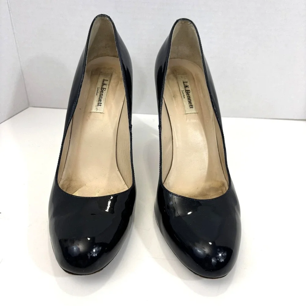 L.K. Bennett‎ Patent Leather Stiletto Pump Shoes Womens 40.5 / 9.5 Blue Spain